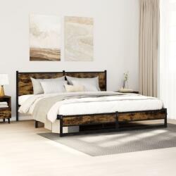 vidaXL füstös tölgy színű fém ágykeret matrac nélkül 180 x 200 cm (3301381) - vidaxl