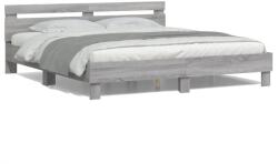 vidaXL szürke sonoma színű ágykeret fejtámlával és LED-del 160x200 cm (3207537)