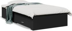 vidaXL fekete szerelt fa ágykeret fiókokkal 90 x 190 cm (3280434)