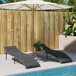 vidaXL 2 db szürke polyrattan napozóágy párnával (3277303) - vidaxl