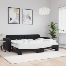 vidaXL fekete kihúzható bársony heverő matraccal 80 x 200 cm (3196950)