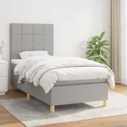 vidaXL világosszürke szövet rugós ágy matraccal 90x190 cm (3142297)