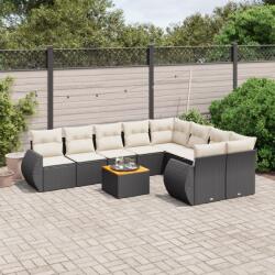vidaXL 10 részes fekete polyrattan kerti ülőgarnitúra párnákkal (3257491)