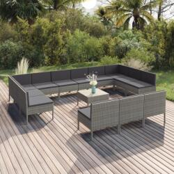 vidaXL 14 részes szürke polyrattan kerti ülőgarnitúra párnákkal (3094618)