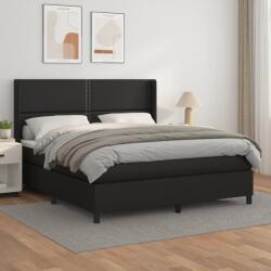 vidaXL fekete műbőr rugós ágy matraccal 180 x 200 cm (3132453)