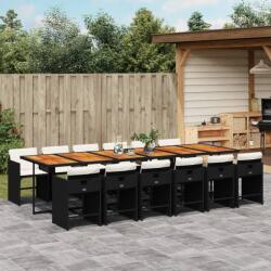 vidaXL 13 részes fekete polyrattan kerti ülőgarnitúra párnákkal (3277898)