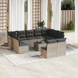 vidaXL 12 részes világosszürke polyrattan kerti ülőgarnitúra párnával (3250201)