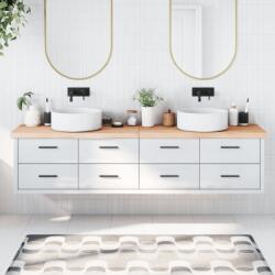 vidaXL kezeletlen tömör fa fürdőszobai pult 220x50x(2-6) cm (3156086)