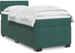 vidaXL sötétzöld bársony rugós ágy matraccal 90 x 200 cm (3288513)