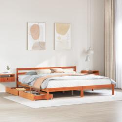 vidaXL viaszbarna tömör fenyőfa ágy matrac nélkül 200 x 200 cm (3301562)