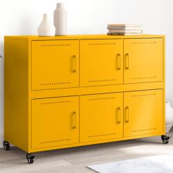 vidaXL mustársárga acél tálalószekrény 100, 5 x 39 x 72 cm (846743)