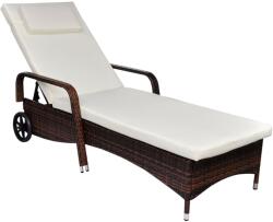 vidaXL barna polyrattan napozóágy kerekekkel (42483) - vidaxl