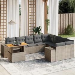 vidaXL 10 részes szürke polyrattan kerti ülőgarnitúra párnákkal (3272803)