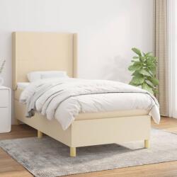 vidaXL krémszínű szövet rugós ágy matraccal 90 x 190 cm (3131798)
