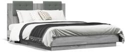 vidaXL szürke sonoma ágykeret fejtámlával és LED-ekkel 120 x 190 cm (3210057)