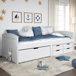 vidaXL IRUN fehér tömör fenyőfa kanapéágy 5 fiókkal 90 x 200 cm (3185212)
