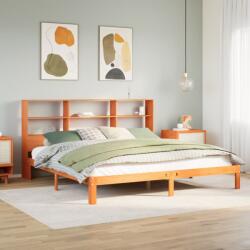 vidaXL barna tömör fenyőfa könyvespolcos ágy matrac nélkül 180 x 200cm (3322583) - vidaxl