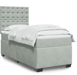 vidaXL világosszürke bársony rugós ágy matraccal 90x190 cm (3290798)