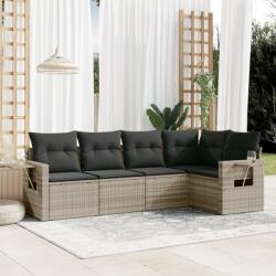 vidaXL 5 részes világosszürke polyrattan kerti ülőgarnitúra párnákkal (3252469)