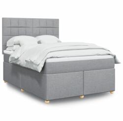 vidaXL világosszürke szövet rugós ágy matraccal 140 x 190 cm (3293575)