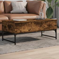 vidaXL füstös tölgy szerelt fa és fém dohányzóasztal 100 x 50 x 40 cm (845378) - vidaxl