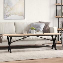 vidaXL tömör fenyőfa és acél X-vázú dohányzóasztal 160x40x45, 5 cm (3282756)