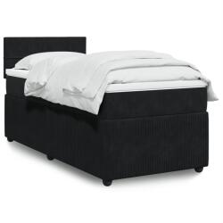 vidaXL fekete bársony rugós ágy matraccal 90 x 200 cm (3287652)