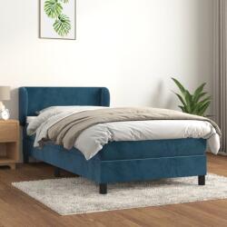 vidaXL sötétkék bársony rugós ágy matraccal 100 x 200 cm (3127359)