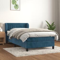 vidaXL sötétkék bársony rugós ágy matraccal 80 x 200 cm (3127581)