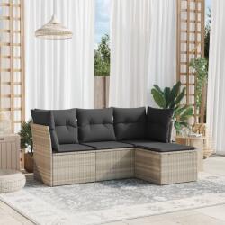 vidaXL 4 részes világosszürke polyrattan kerti ülőgarnitúra párnákkal (3217542) - vidaxl