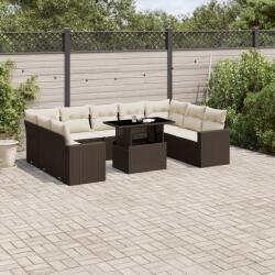 vidaXL 10 részes barna polyrattan kerti ülőgarnitúra párnákkal (3267483)