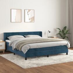 vidaXL sötétkék bársony rugós ágy matraccal 180x200 cm (3131037)