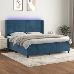 vidaXL sötétkék bársony rugós és LED-es ágy matraccal 160x200 cm (3139635)