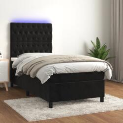 vidaXL fekete bársony rugós és LED-es ágy matraccal 80 x 200 cm (3136271)