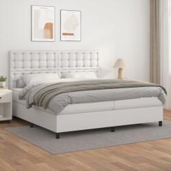 vidaXL fehér műbőr rugós ágy matraccal 200 x 200 cm (3142864)