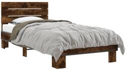 vidaXL füstös tölgyszínű szerelt fa és fém ágykeret 90 x 200 cm (845744)