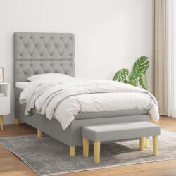 vidaXL világosszürke szövet rugós ágy matraccal 80 x 200 cm (3137349)