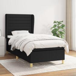 vidaXL fekete szövet rugós ágy matraccal 90x200 cm (3128575)