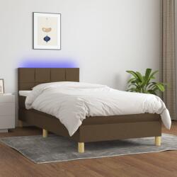 vidaXL barna szövet rugós és LED-es ágy matraccal 100x200 cm (3133696)