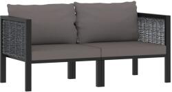 vidaXL kétszemélyes antracitszürke polyrattan kanapé párnákkal (49399)