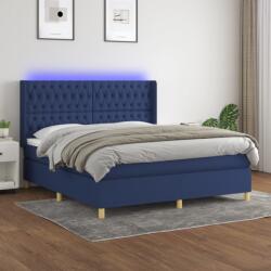 vidaXL kék szövet rugós és LED-es ágy matraccal 180 x 200 cm (3139139)