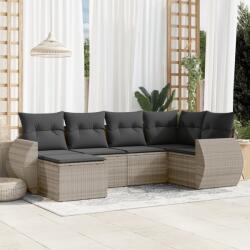 vidaXL 6 részes világosszürke polyrattan kerti ülőgarnitúra párnákkal (3253999)