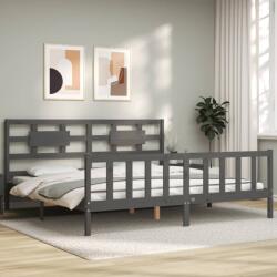 vidaXL szürke tömör fa ágykeret fejtámlával 200 x 200 cm (3192578)