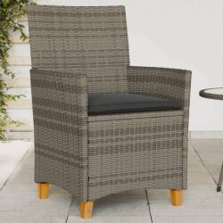 vidaXL 2 db szürke polyrattan és tömör fa kerti szék párnával (368718)
