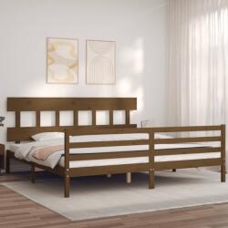 vidaXL mézbarna tömör fa ágykeret fejtámlával 200 x 200 cm (3195179)