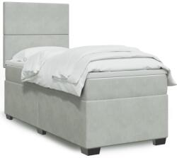 vidaXL világosszürke bársony rugós ágy matraccal 100 x 200 cm (3293128)
