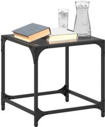 vidaXL 2 db acél dohányzóasztal fekete üveglappal 40 x 40 x 40 cm (845961)