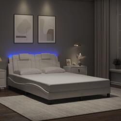 vidaXL fehér műbőr ágykeret LED-világítással 120 x 200 cm (3214009) - vidaxl