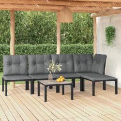 vidaXL 6 részes fekete és szürke polyrattan kerti ülőgarnitúra (3187746)