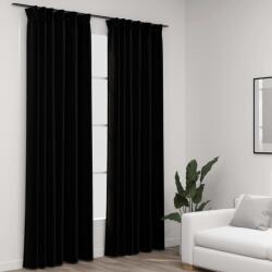vidaXL 2 db fekete vászonhatású sötétítőfüggöny kampókkal 140 x 225 cm (321158)